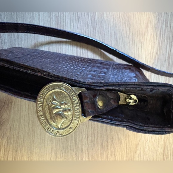 Brahmin Crossbody - Crocodile embossed dark brown leather handbag - Picture 3 of 6